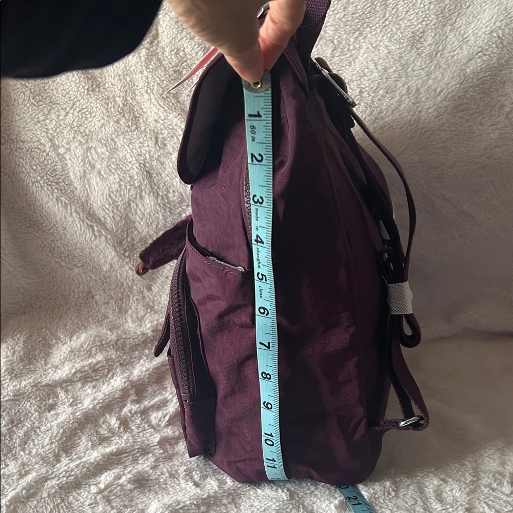 Kipling Queenie Burgundy Backpack with Keychain - Picture 10 of 16